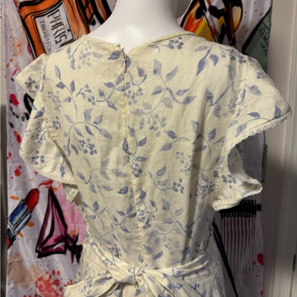 NWOT Reformation unlined pastel blue flowered country cotton smock pocket dress - Picture 12 of 16